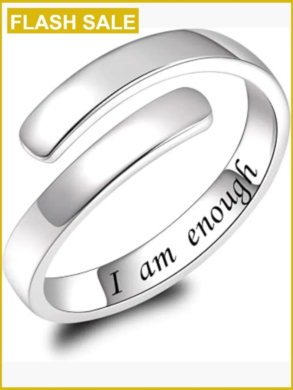925 Sterling Silver Adjustable Inspirational Ring Gift for Women